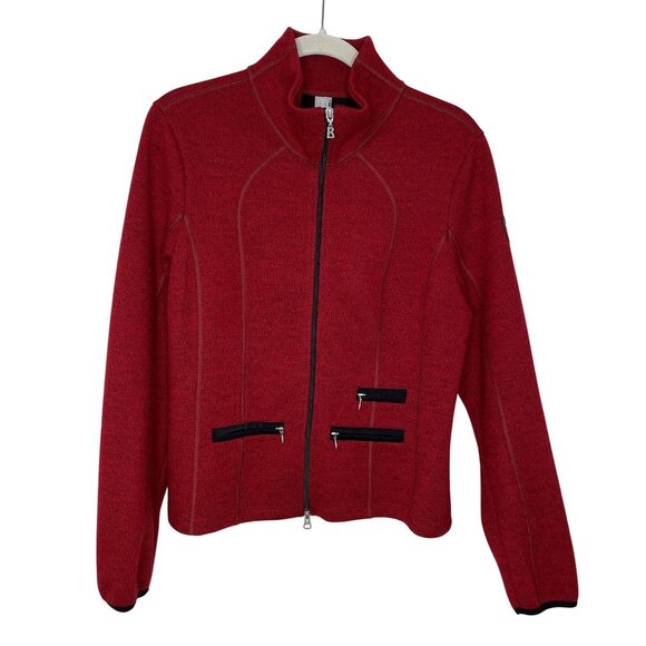 Bogner Womens Red Wool Blend Fire & Ice Active Luxury Zip-Up Jacket, 14